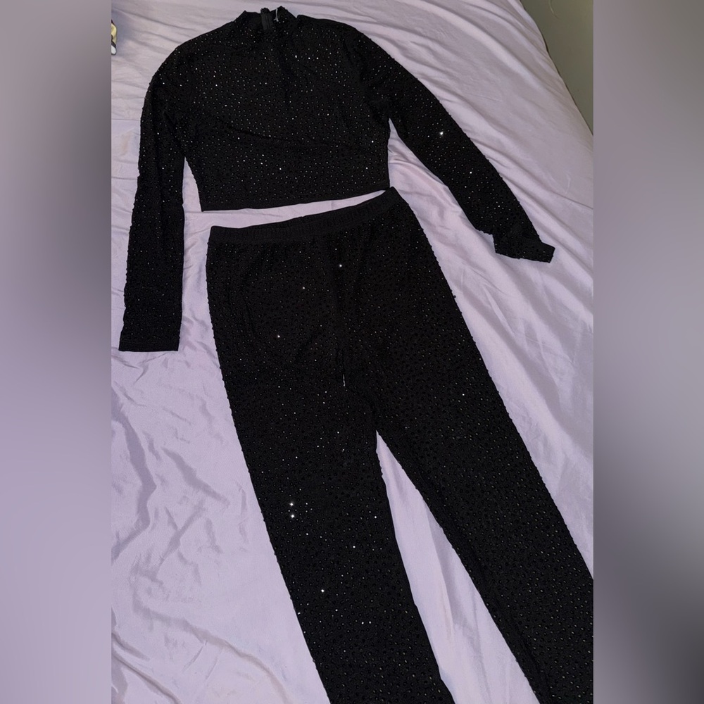 Elegant Black Sequin Women's Jumpsuit